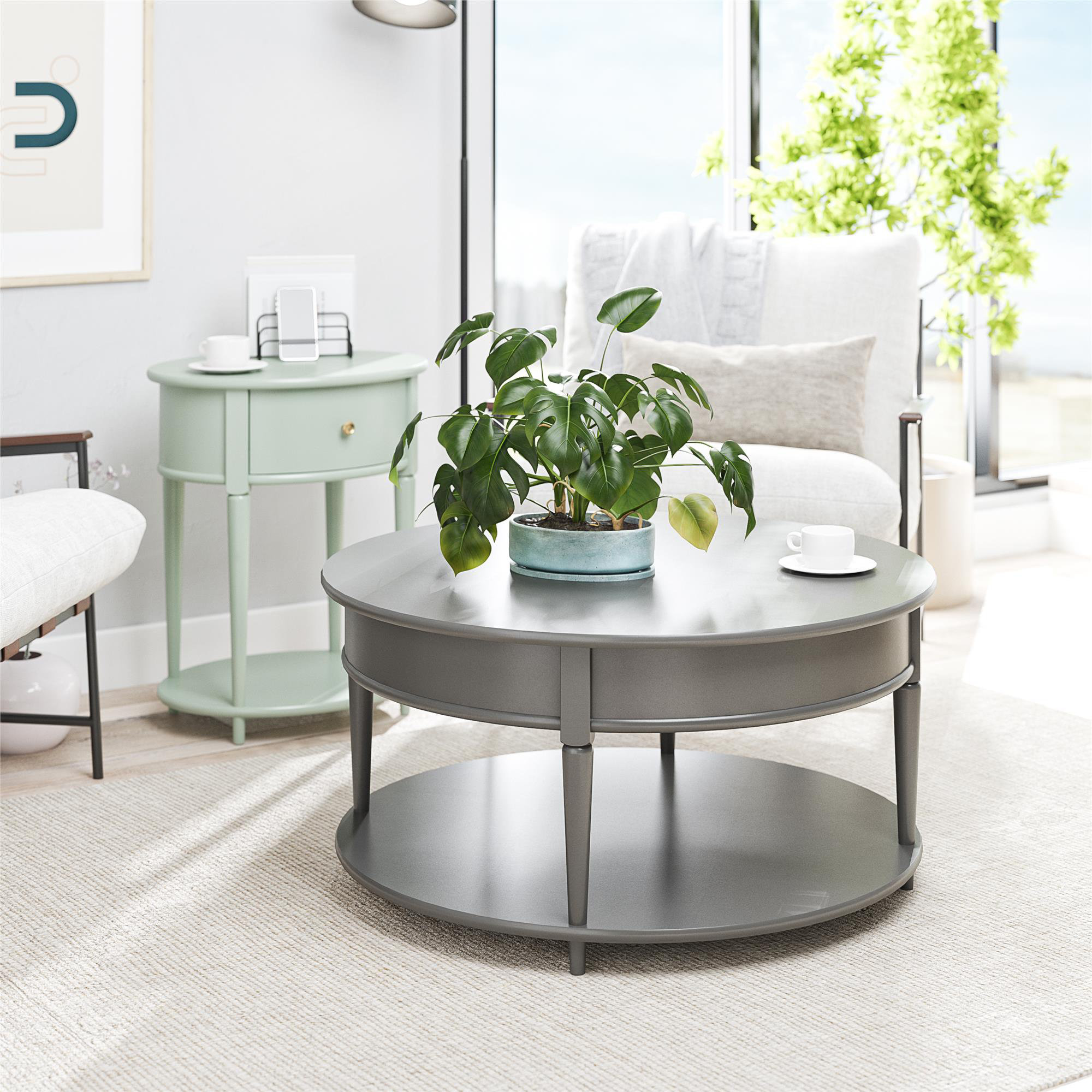 Lark Manor Alfanso Round Coffee Table with Storage Reviews Wayfair